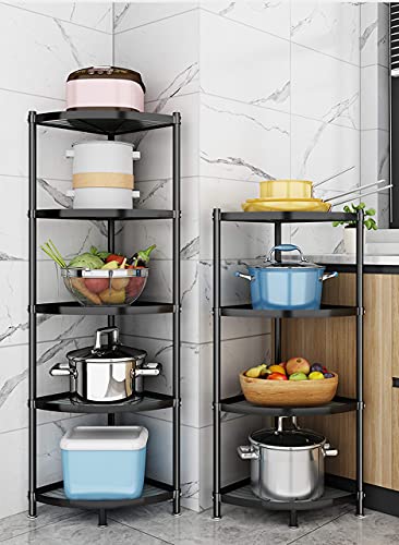 ZIGAMA 4-Tier Kitchen Pot Rack, Multi-layer Corner Shelf Stand Metal Shelves for Kitchen