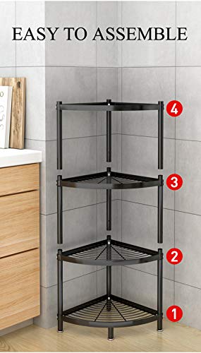 ZIGAMA 4-Tier Kitchen Pot Rack, Multi-layer Corner Shelf Stand Metal Shelves for Kitchen