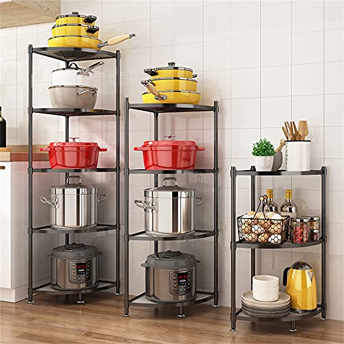 ZIGAMA 4-Tier Kitchen Pot Rack, Multi-layer Corner Shelf Stand Metal Shelves for Kitchen