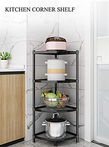 ZIGAMA 4-Tier Kitchen Pot Rack, Multi-layer Corner Shelf Stand Metal Shelves for Kitchen