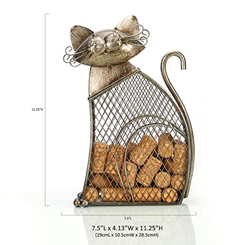 Yawill Cat Wine Cork Holder, 11.25" H Metal Adorable Cat Decorative Cork Holder and Cork Storage, Unique Gift for Cat Lovers and Wine Lovers, Holds About 50 Wine Corks