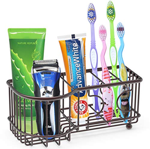 Simple Houseware Multi-Functional 6 Slots Toothbrush Holder, Bronze