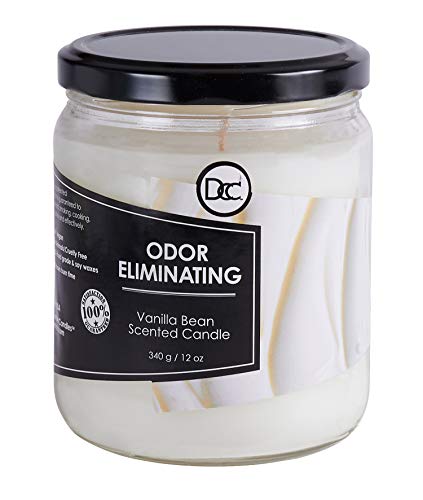 Vanilla Bean Odor Eliminating Highly Fragranced Candle - Eliminates 95% of Pet, Smoke, Food, and Other Smells Quickly - Up to 80 Hour Burn time - 12 Ounce Premium Soy Blend