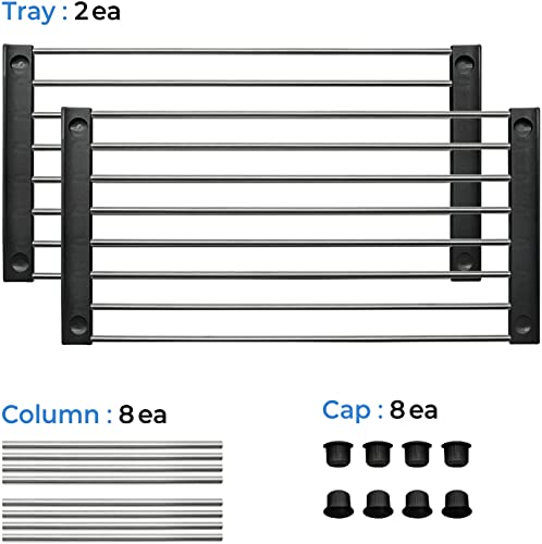 Carrotez Stackable 2 Pack Pantry Cabinet Organizer, Pantry Organization and Storage, Cabinet organizers and Storage, Pantry Storage Shelf Organizer, Kitchen Cabinet Organizer, Black 15.7 x 7.8 x 6.1"