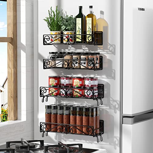 Ceayell Magnetic Spice Rack Shelf Storage Organizer for Refrigerator, Microwave Oven, Magnetical Fridge Shelf from