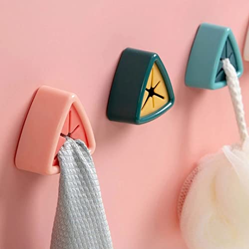 Cavehorizon 4 Pack Easy to Install Dish and Hand Towel Hooks - Incl. pre Cut self Adhesive Pads. Modern Colored Kitchen and Bathroom Push Hooks