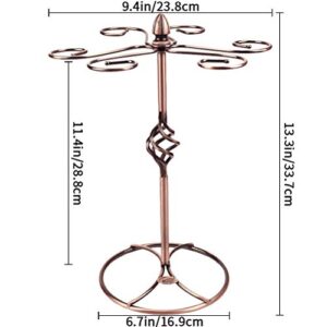 Wine Glass Rack, Countertop Wine Glass Holder, Elegant Freestanding Tabletop Stemware Storage Rack/Wine Glass Stand Racks Holder with 6 Hooks Kitchen Glasses Accessories for Home Bar Storage, Bronze