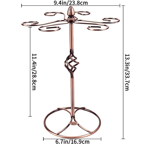 Wine Glass Rack, Countertop Wine Glass Holder, Elegant Freestanding Tabletop Stemware Storage Rack/Wine Glass Stand Racks Holder with 6 Hooks Kitchen Glasses Accessories for Home Bar Storage, Bronze