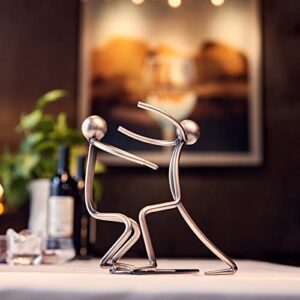 Aayla Tabletop Wine Rack - Metallic Silver Freestanding Countertop Figurine Wine Bottle Holder, Unique Wine Gifts and Accessories for Wine Lovers (Double 1)