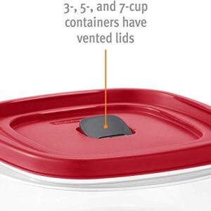 Rubbermaid Easy Find Lid Square 5-Cup Food Storage Container (Pack of 3), Red (Vented)