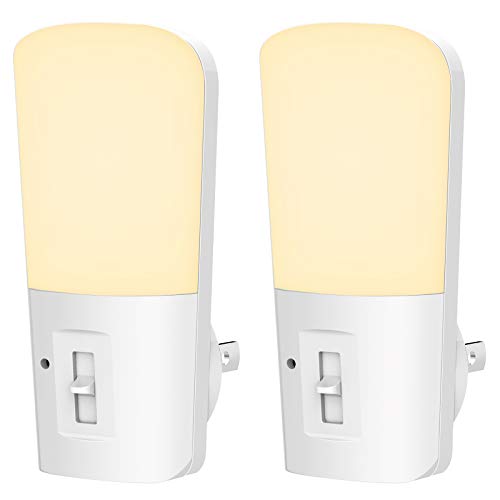 LOHAS Plug in Night Light, Dimmable LED Night Lights with Dusk to Dawn Sensor, Soft White 3000K Sleep Nightlight, Adjustable Brightness 5-80lm Mini Light for Nursery Kids Room Hallway Kitchen, 2 Pack