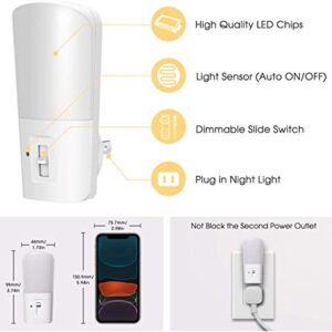 LOHAS Plug in Night Light, Dimmable LED Night Lights with Dusk to Dawn Sensor, Soft White 3000K Sleep Nightlight, Adjustable Brightness 5-80lm Mini Light for Nursery Kids Room Hallway Kitchen, 2 Pack