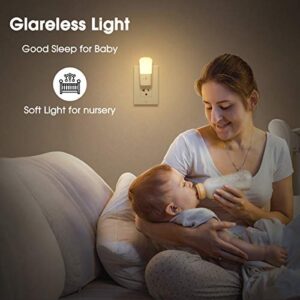 LOHAS Plug in Night Light, Dimmable LED Night Lights with Dusk to Dawn Sensor, Soft White 3000K Sleep Nightlight, Adjustable Brightness 5-80lm Mini Light for Nursery Kids Room Hallway Kitchen, 2 Pack