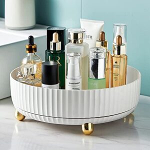 lazy susan, makeup organizer,turntable organizer for cabinet, plastic rotating turntray container bins, round spinning organization for pantry, fridge, countertop, vanity, spices, condiments (large)