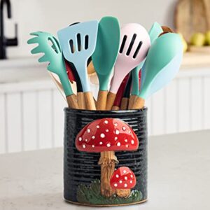 dgudgu Mushroom Kitchen Utensil Holder For Countertop Ceramic Utensil Holder For Kitchen Counter Large Cooking Utensil Utensil Crock Holder Spatula Holder Utensil Organizer For Countertop