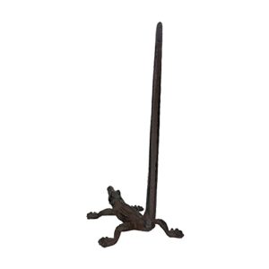 Alligator Cast Iron Animal Paper Towel Holder Bath Tissue Toilet Roll Jewelry Organizer Free-Standing Bronze Rustic Decor Crocodile 11-inch