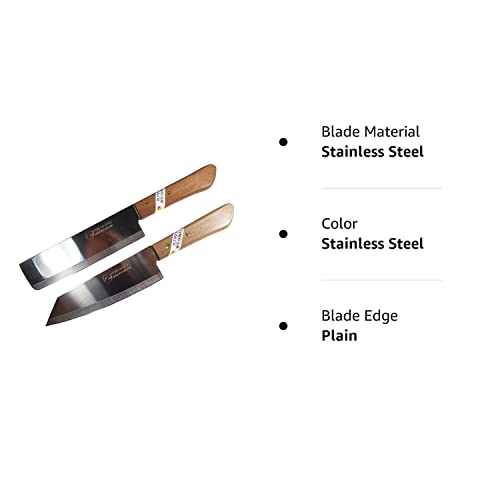 Kiwi Knife Cook Utility Knives Cutlery Steak Wood Handle Kitchen Tool Sharp Blade 6.5" Stainless Steel 1 set (2 Pcs) (No.171,172)