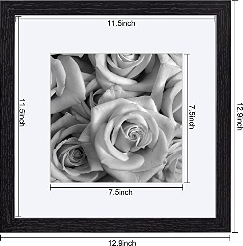 eletecpro 12x12 Picture Frames Black Set of 9, Wooden Square Frame Displays 8x8 with Mat and 12x12 without Mat, Poster Frame for Wall Hanging