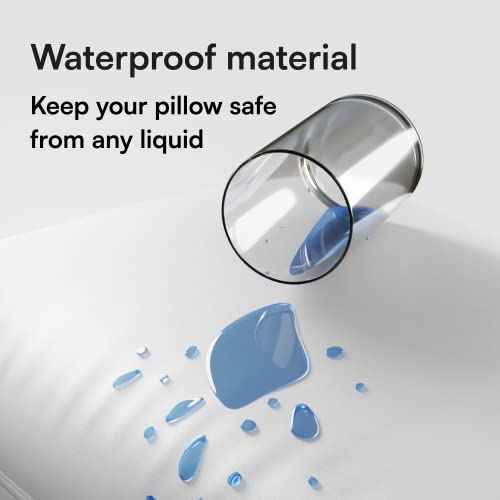 4 Pack Waterproof Pillow Protectors Standard 20x26 Inches Smooth Zipper Premium Encasement Covers Quiet Cases Set White 100% Liquid Protection