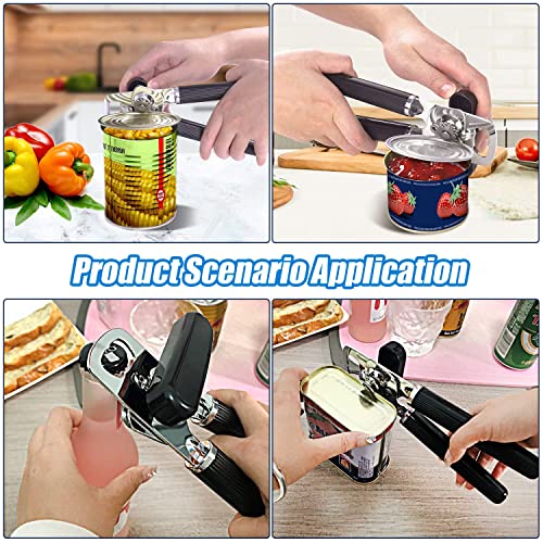 Can Opener Vertical Grain Non-slip Soft Handle Stainless Steel Manual Can Opener Oversized Easy Turn Knob Sharp Cutting Wheel Good Grips with Built-in Bottle Opener