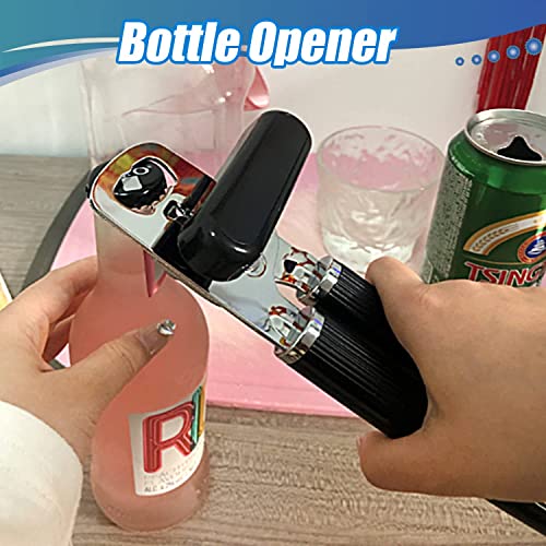 Can Opener Vertical Grain Non-slip Soft Handle Stainless Steel Manual Can Opener Oversized Easy Turn Knob Sharp Cutting Wheel Good Grips with Built-in Bottle Opener