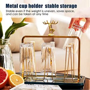 Glass Cup Drying Rack, Light Luxury Nordic Style Wine Glass Drying Rack, Elk Relief Design Coffee Cup Holder, Water Bottle Organizer, Suitable for Home, Office, Kitchen