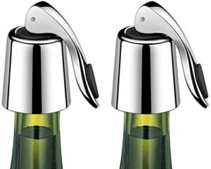 erhiry wine bottle stopper stainless steel, wine bottle plug with silicone, expanding beverage bottle stopper, reusable wine saver, bottle sealer keeps wine fresh, best gift accessories (2 pack)