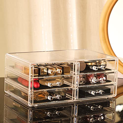 6 Drawers Stackable Makeup Organizer Storage Drawers,Cq Acrylic Bathroom Organizers,Clear Plastic Storage Bins For Vanity,Under sink,Kitchen Cabinets,Pantry,Home Organization and Storage