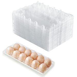 hilelife plastic egg cartons bulk – 40 pack clear plastic egg carton holds up to 12 eggs – 1 dozen, reusable egg carton for family pasture chicken farm, refrigerator storage
