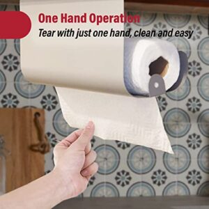 KN FLAX Paper Towel Holder Under Cabinet, No Drilling Needed Paper Towels Hanger with Magnetic Bulletin Board for Memo and Kitchen Timer - Grey