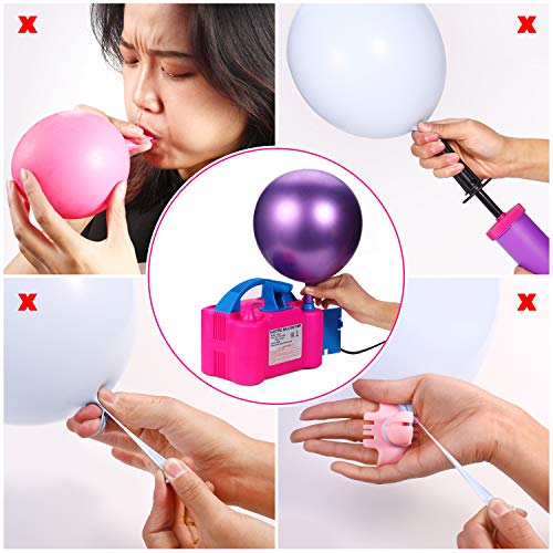 PCFING Electric Air Balloon Pump and Balloon Tying Tool in One,110V 600W Portable Dual Nozzles Electric Balloon Inflator for Party with Extra Accessories