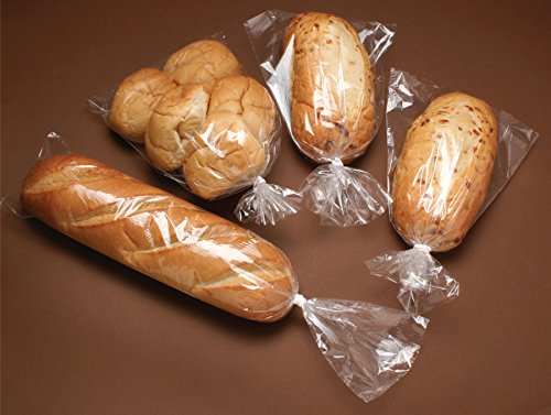Bread Bags - 6x3x15" Gusset Style Poly Bags - Pack of 100 with 100 Free Bread Ties, keep Food Fresh (100)