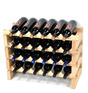 sfdisplay.com,llc. modular wine rack beechwood 24-72 bottle capacity 6 bottles across up to 12 rows newest improved model (24 bottles – 4 rows)