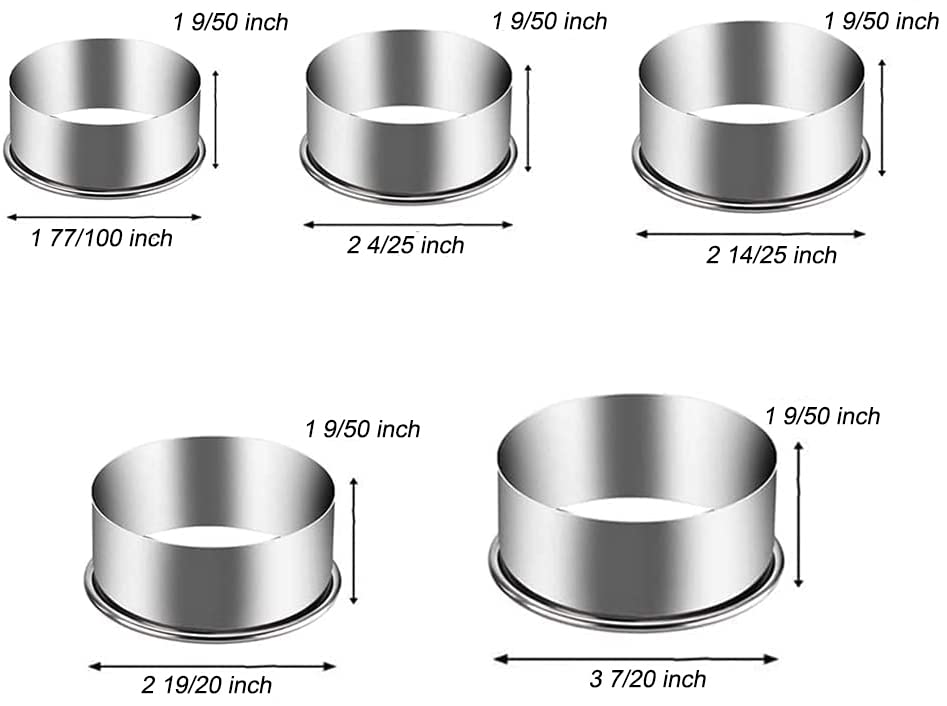 KSPOWWIN Biscuit Cookie Cutters Set,Stainless Steel Circle Round Cookie Biscuit Cutters in Graduated Sizes Shape Molds for Pastries Doughs Doughnuts, 5 Pieces