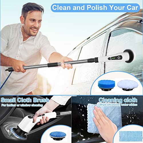 Electric Spin Scrubber, LOSUY Cordless Cleaning Brush with 7 Replaceable Drill Brush Heads and 54 Inch Adjustable Extension Arm, Power Shower Scrubber for Bathroom, Kitchen, Floor, Tile, Tub