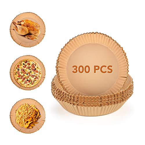 Air Fryer Disposable Paper Liner-300PCS Reusable Air Fryer Liners,Round Air Fryer Parchment Paper, Non-Stick Food Grade Parchment Paper Sheets for Air Fryer,Baking,Cooking 7.9Inch