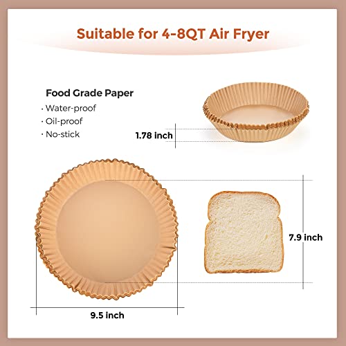 Air Fryer Disposable Paper Liner-300PCS Reusable Air Fryer Liners,Round Air Fryer Parchment Paper, Non-Stick Food Grade Parchment Paper Sheets for Air Fryer,Baking,Cooking 7.9Inch