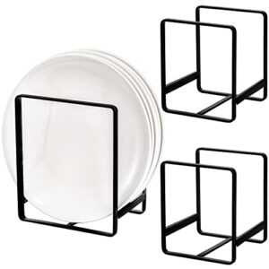 zoofox 3 pieces metal dish organizer, upright plate storage dying display rack, kitchen storage cabinet organizer for plates, pots and pans ( 2 sizes )