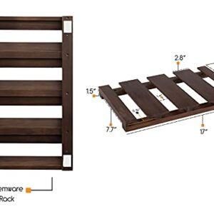 Rustic State Eze 4 Sectional Adjustable Wood Under Cabinet Wine Glass Holder Wine Glass Rack Hanging Shelf Stemware Bar Organizer - 12 Wine Glass Storage - 10 Inch Deep - Chestnut Stained