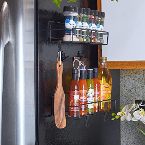 Magnetic Spice Rack, 2 Pack, Magnetic shelves,Home Organization, Home Essentials,Magnetic Fridge Organizer with hooks,Space Saver,Stove Top Shelf,Oven Rack,Fridge Magnet Organizer,Spice Jar Organizer