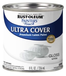 rust-oleum 1992730 painter’s touch latex paint, half pint, gloss white 8 fl oz (pack of 1)