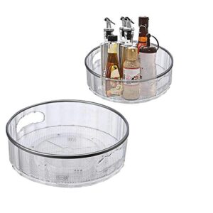 lazy susan, 2 pack turntable organizer, fridge organization,non-skid spice rack organizer, fruit container, 360 rotating storage container for home kitchen, countertop, cabinet, fridge, office, makeup