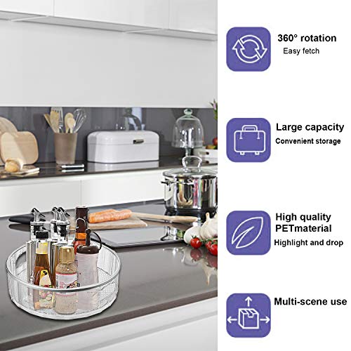 Lazy Susan, 2 Pack Turntable Organizer, Fridge Organization,Non-skid Spice Rack Organizer, Fruit Container, 360 Rotating Storage Container for Home Kitchen, Countertop, Cabinet, Fridge, Office, Makeup
