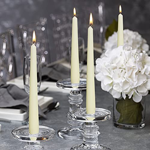 BOLSIUS Ivory Taper Candles - 10 Pack Unscented 10 Inch Dinner Candle Set - 8 Hours Burn Time - Premium European Quality - Smokeless and Dripless Household, Wedding, Party, and Home Décor Candlesticks