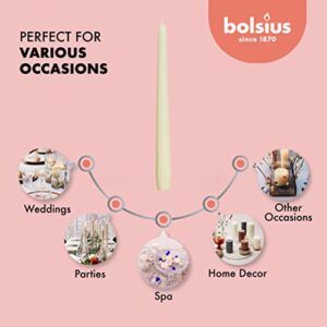 BOLSIUS Ivory Taper Candles - 10 Pack Unscented 10 Inch Dinner Candle Set - 8 Hours Burn Time - Premium European Quality - Smokeless and Dripless Household, Wedding, Party, and Home Décor Candlesticks