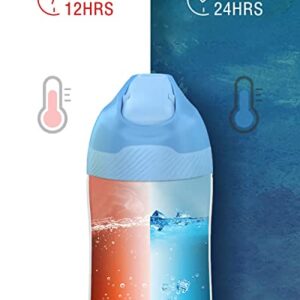 FEIJIAN Kids Insulated Water Bottle with Straw Lid 14oz, Leak-Proof BPA-FREE Metal Drink Flask, Double Wall Vacuum Stainless Steel Cup For Toddlers, Girls, Boys - Suitable for School, Outdoor, Travel