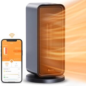 govee space heater, smart electric space heater with thermostat, wi-fi & bluetooth app control, works with alexa & google assistant, 1500w ceramic heater for bedroom, indoors, office, living room