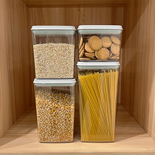 JIMALL Pop Top Food Storage Containers, Stackable Food Containers with Lids Airtight, Leak-proof Containers for Cereal Flour & Sugar, 4 Piece Set-3.5Qt,2.9Qt,2.1Qt,1.3Qt