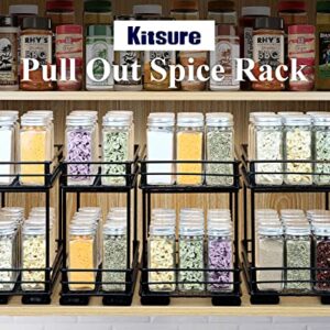 Kitsure Spice Rack Organizer for Cabinet - 2 Packs, Easy-to-Install Pull Out Spice Cabinet Organizers, 4.33''Wx10.23''Dx8.54''H Slide Out Spice Racks