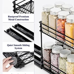 Kitsure Spice Rack Organizer for Cabinet - 2 Packs, Easy-to-Install Pull Out Spice Cabinet Organizers, 4.33''Wx10.23''Dx8.54''H Slide Out Spice Racks